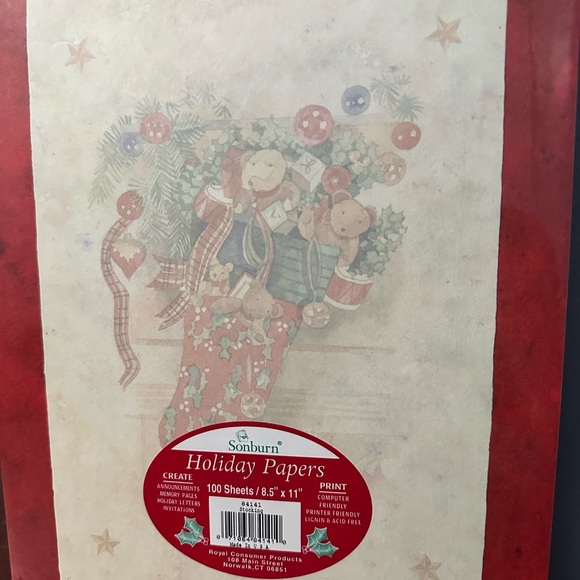 Christmas Craft Paper Stationary Holidays Stocking Sonburn 100 Sheets New Sealed - Picture 2 of 14